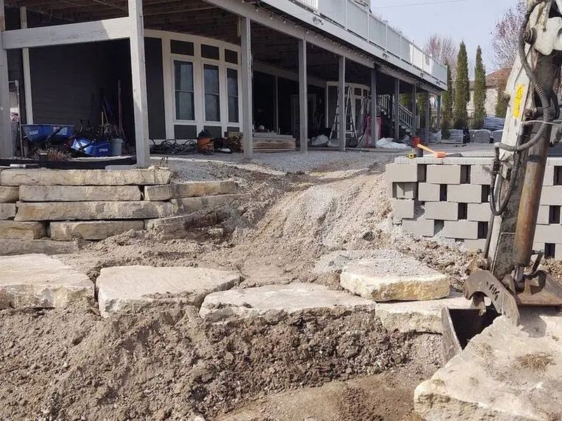 Drainage and French drains job in the Czech Village neighborhood of Cedar Rapids